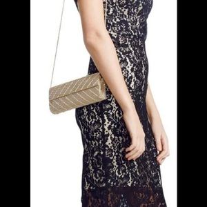 Whiting & Davis Silver Crystal Chevron Clutch